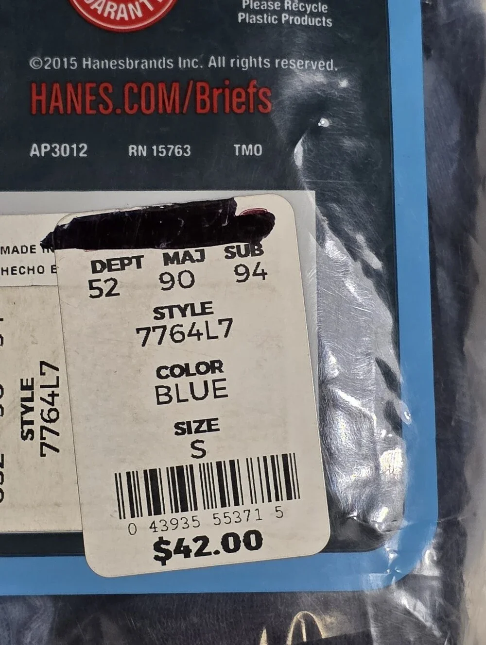 Hanes Ultimate Full Cut Tagless Cotton Brief Mens Size Small Package Of 6